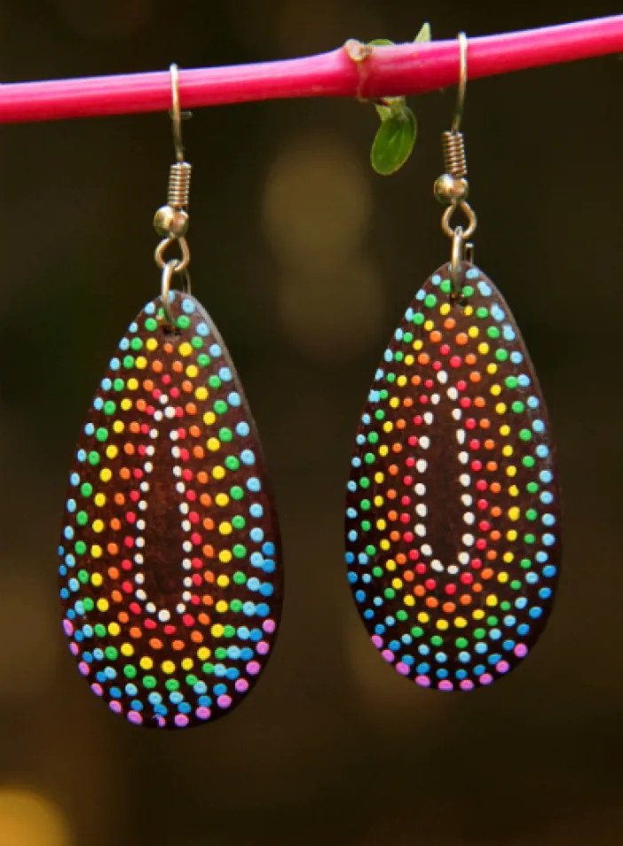 Dřevěné náušnice malované | PachaMama.cz