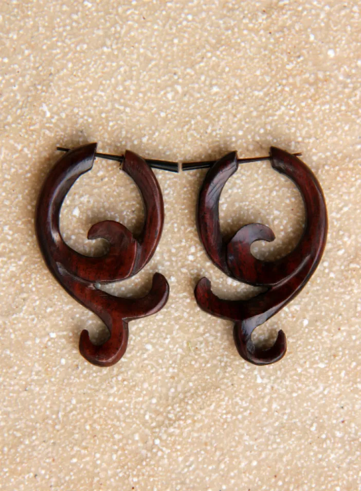 Dřevěné náušnice s tyčkou | PachaMama.cz