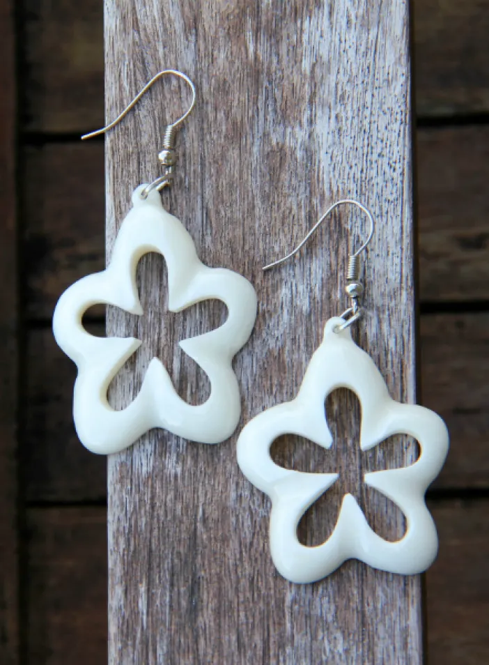 Kostěné náušnice "Sun flower"  | PachaMama.cz