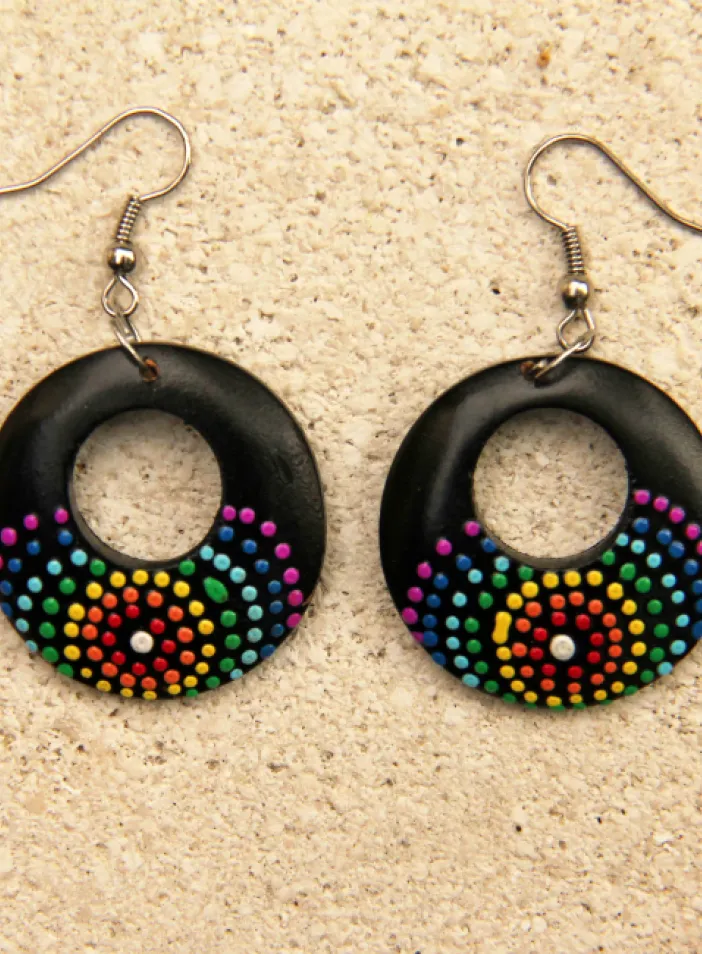 Dřevěné náušnice malované   | PachaMama.cz