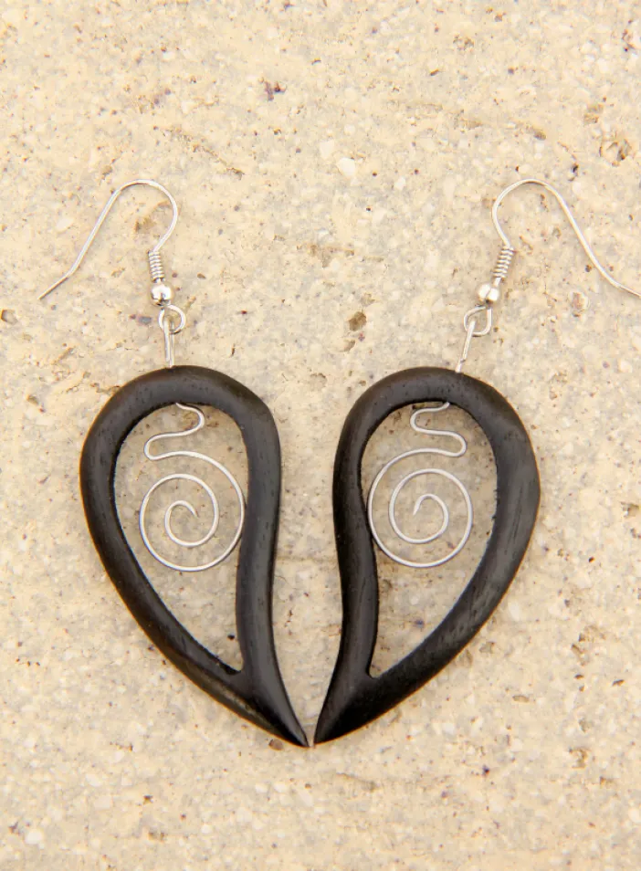 Dřevěné náušnice se spirálou | PachaMama.cz