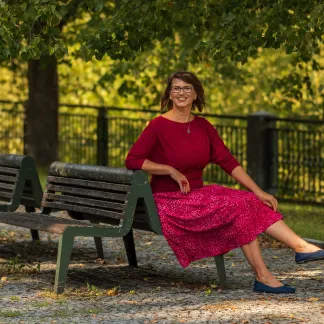 Sukně midi Red Peony Queen | PachaMama.cz