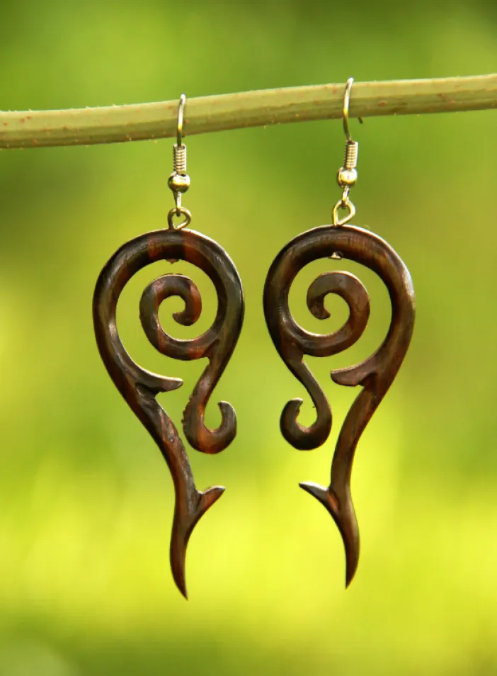 Dřevěné náušnice "Celtic spiral" | PachaMama.cz