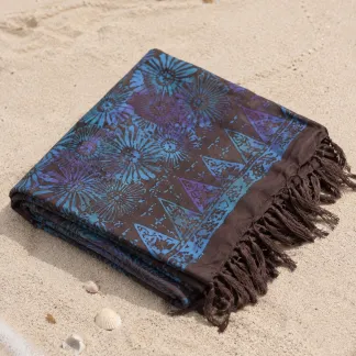 Sarong hnědý s velkými květy | PachaMama.cz