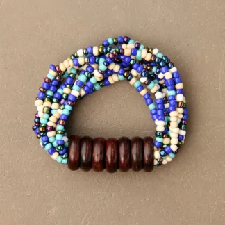 Korálkový náramek s dřevěnými kroužky | PachaMama.cz