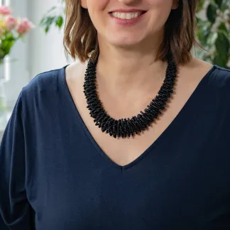 Náhrdelník Diana, korálkový, luxusní,černý | PachaMama.cz