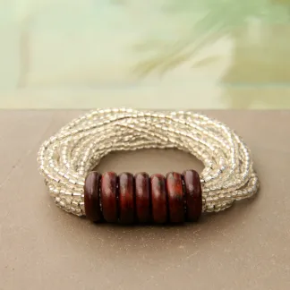 Korálkový náramek s dřevěnými kroužky | PachaMama.cz