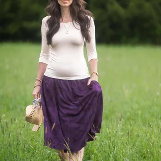 Sukně midi Purple Velvet Queen | PachaMama.cz