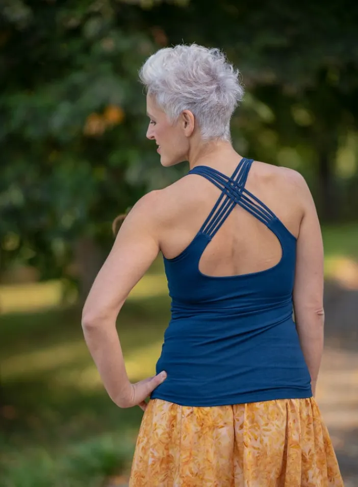 Tílko Lea s všitou braletkou, barva NAVY | PachaMama.cz