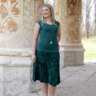 Sukně midi Green Velvet Queen | PachaMama.cz