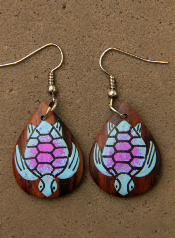 Dřevěné náušnice malované  | PachaMama.cz