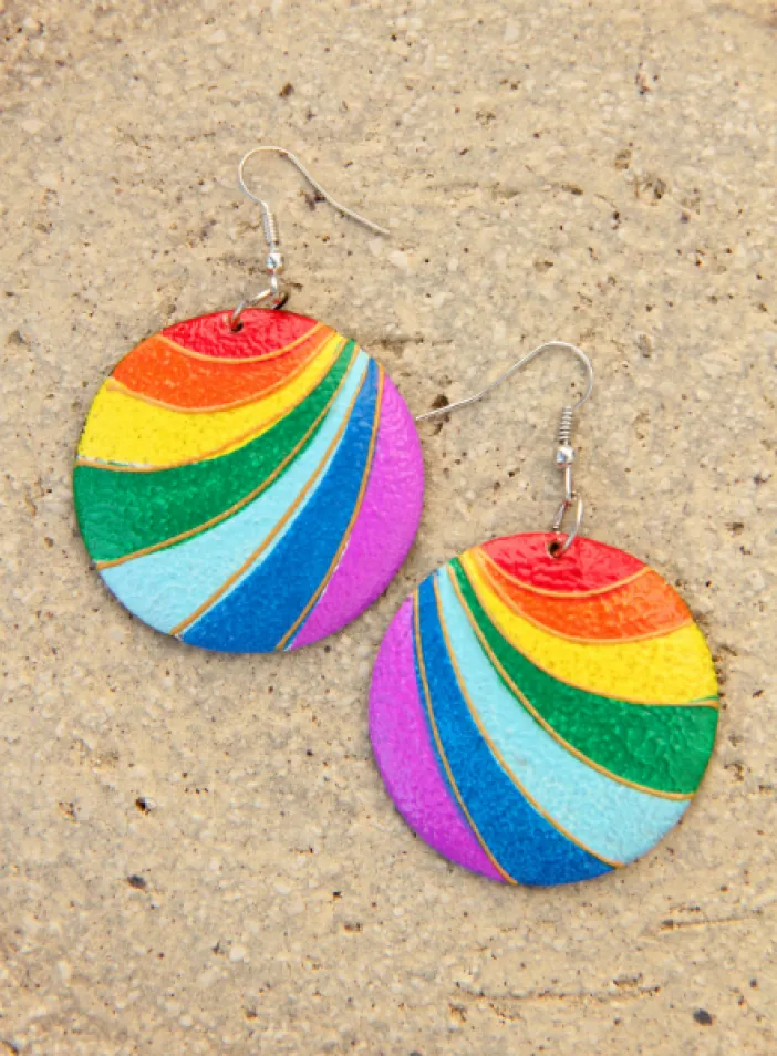 Dřevěné náušnice malované "Čakry VII."  | PachaMama.cz