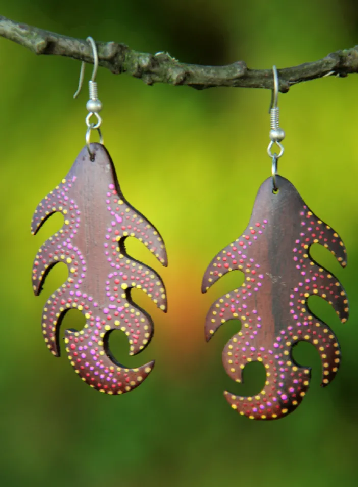 Dřevěné náušnice "Dragon tail | PachaMama.cz