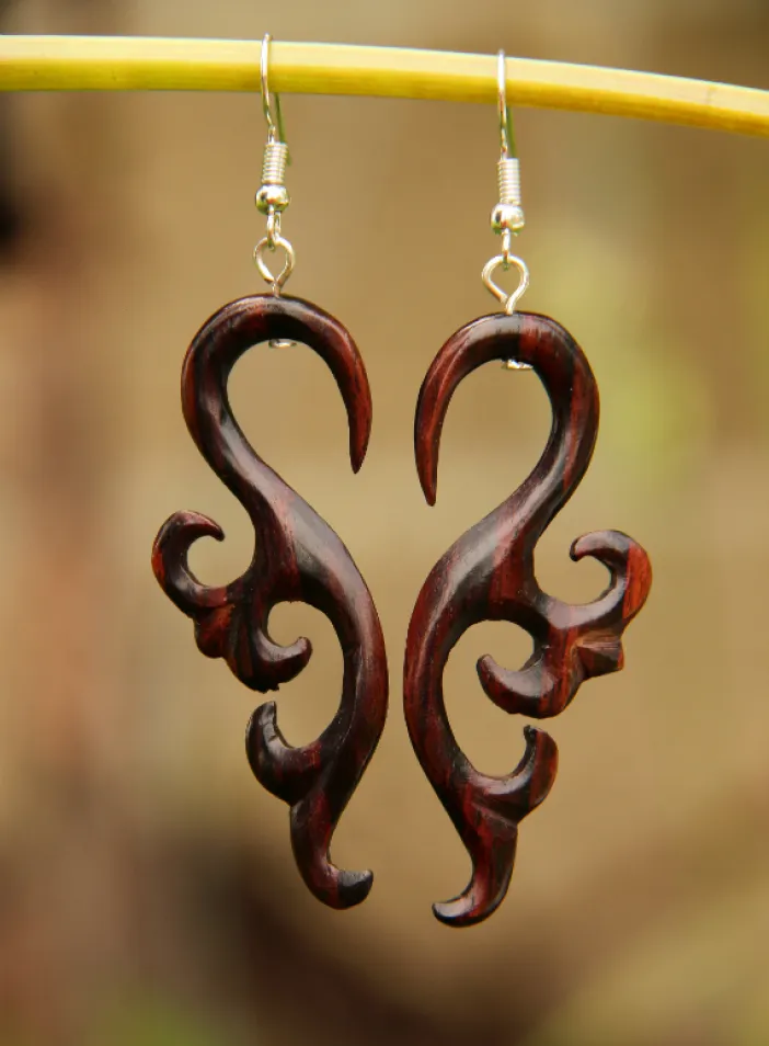 Dřevěné náušnice "Malaika" | PachaMama.cz
