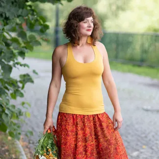 Tílko Lea s všitou braletkou, barva CHINESE YELLOW | PachaMama.cz