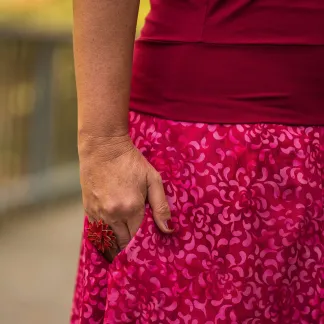 Sukně midi Red Peony Queen | PachaMama.cz