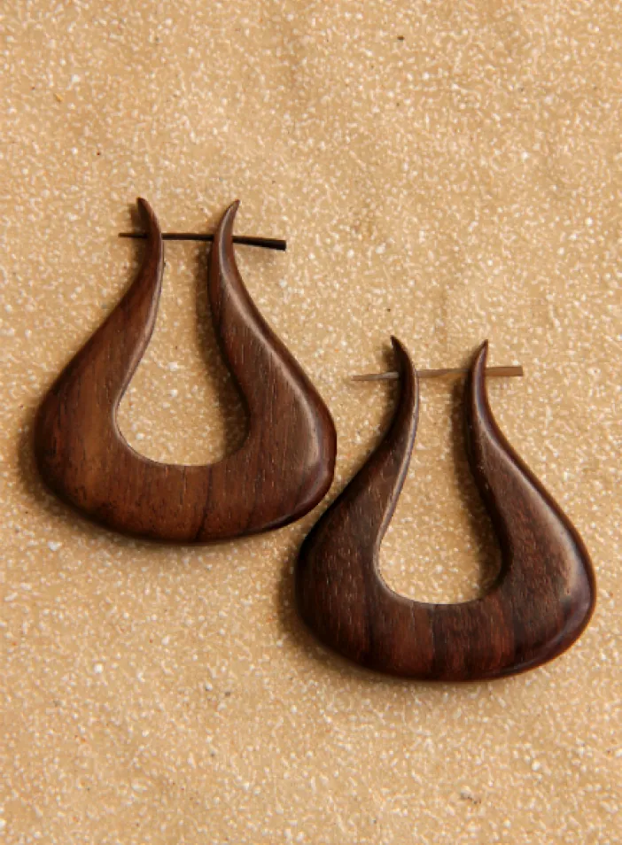 Dřevěné náušnice s tyčkou  | PachaMama.cz