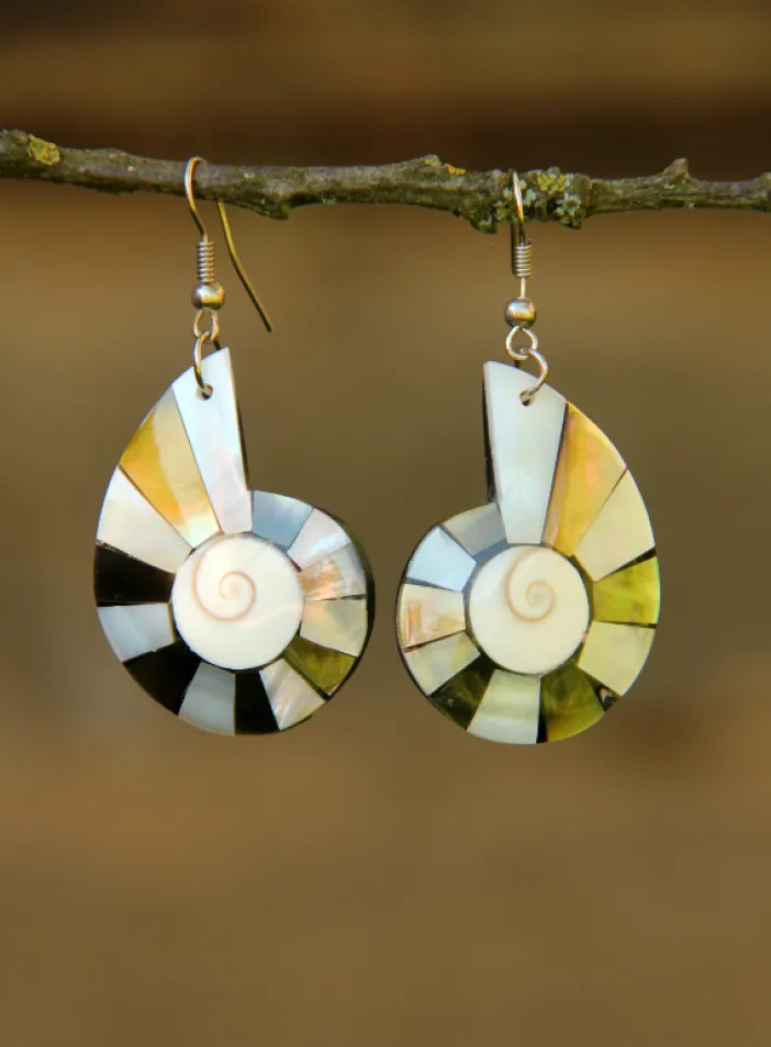 Náušnice s mušlovinou a perletí | PachaMama.cz