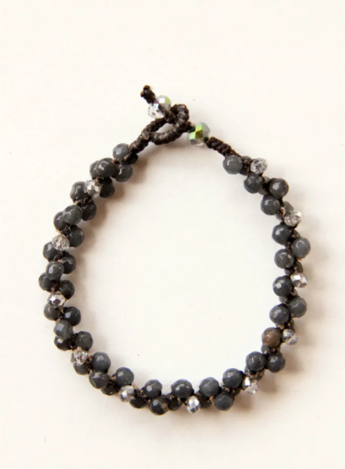 Náramek z broušených skleněných korálků | PachaMama.cz