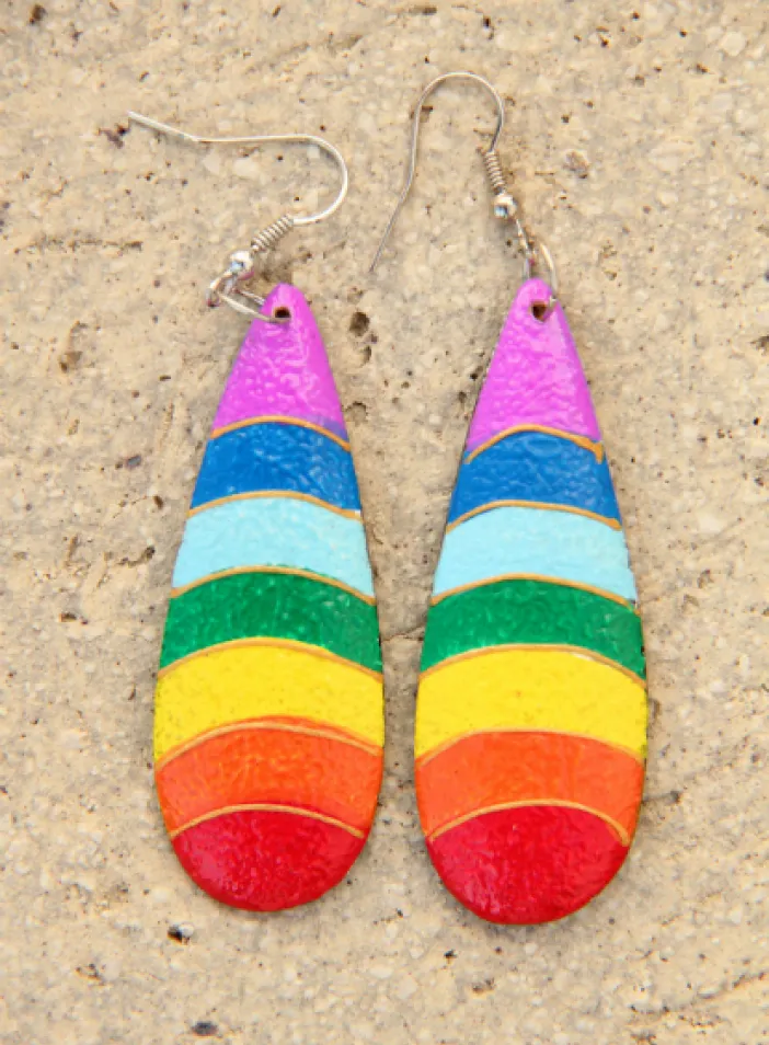 Dřevěné náušnice malované "Čakry VI."   | PachaMama.cz