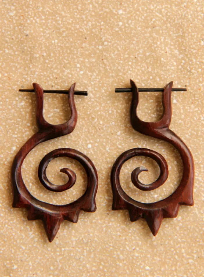 Dřevěné náušnice s tyčkou | PachaMama.cz