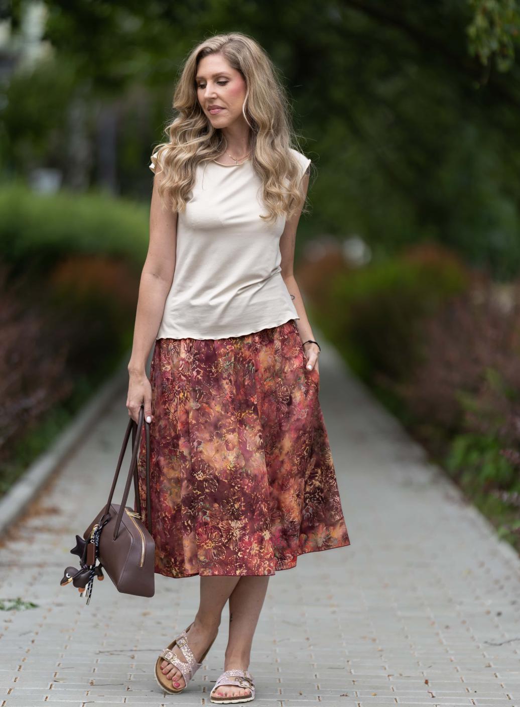 Sukně midi Autumn Poppy Queen | PachaMama.cz