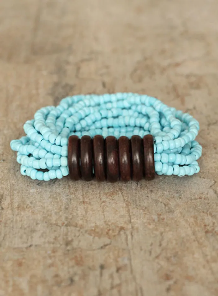 Korálkový náramek s dřevěnými kroužky | PachaMama.cz