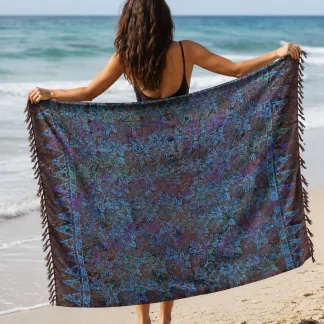 Sarong hnědý s velkými květy | PachaMama.cz