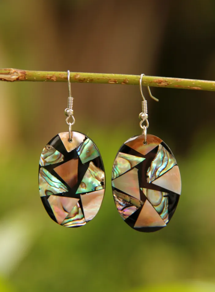 Perleťové náušnice s paua mozaikou | PachaMama.cz