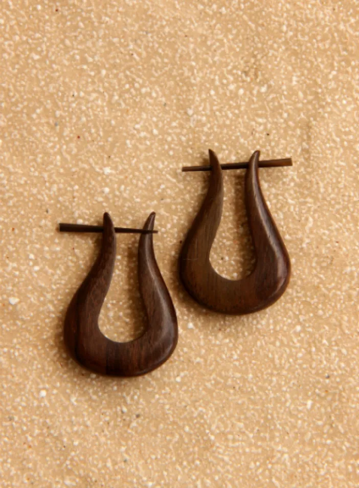 Dřevěné náušnice s tyčkou   | PachaMama.cz