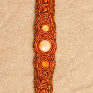 Korálkový náramek, vyšívaný, oranžový | PachaMama.cz