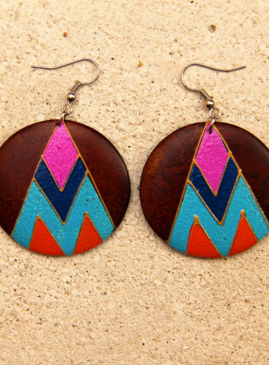 Dřevěné náušnice malované  | PachaMama.cz