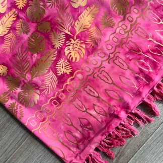 Sarong růžový s listy | PachaMama.cz
