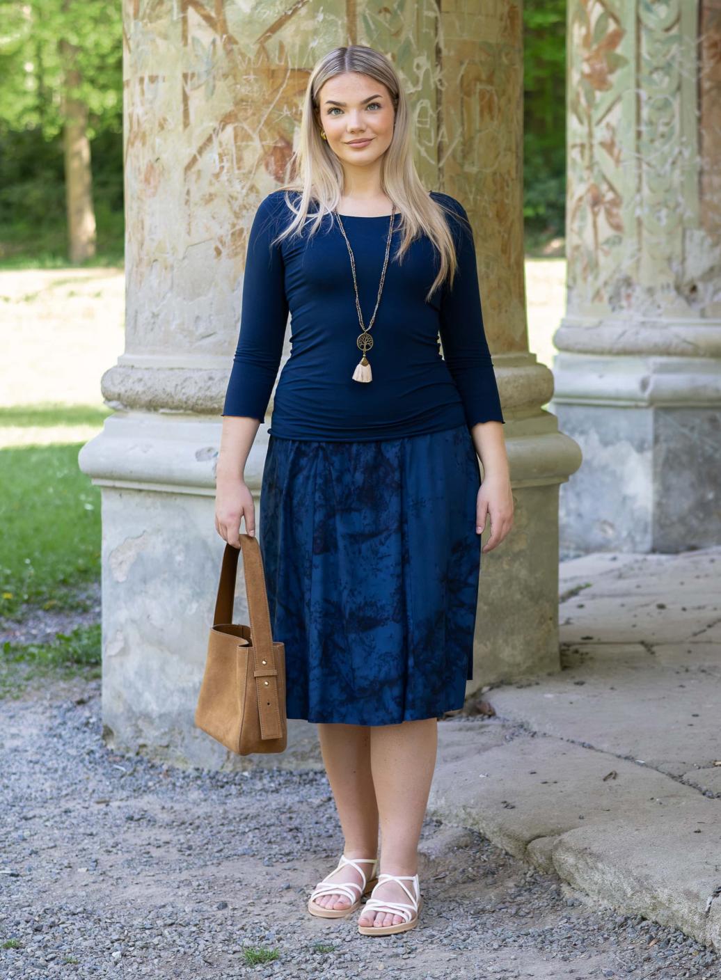 Sukně midi Blue Velvet Queen | PachaMama.cz