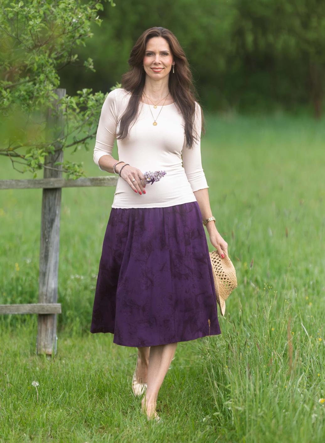 Sukně midi Purple Velvet Queen | PachaMama.cz