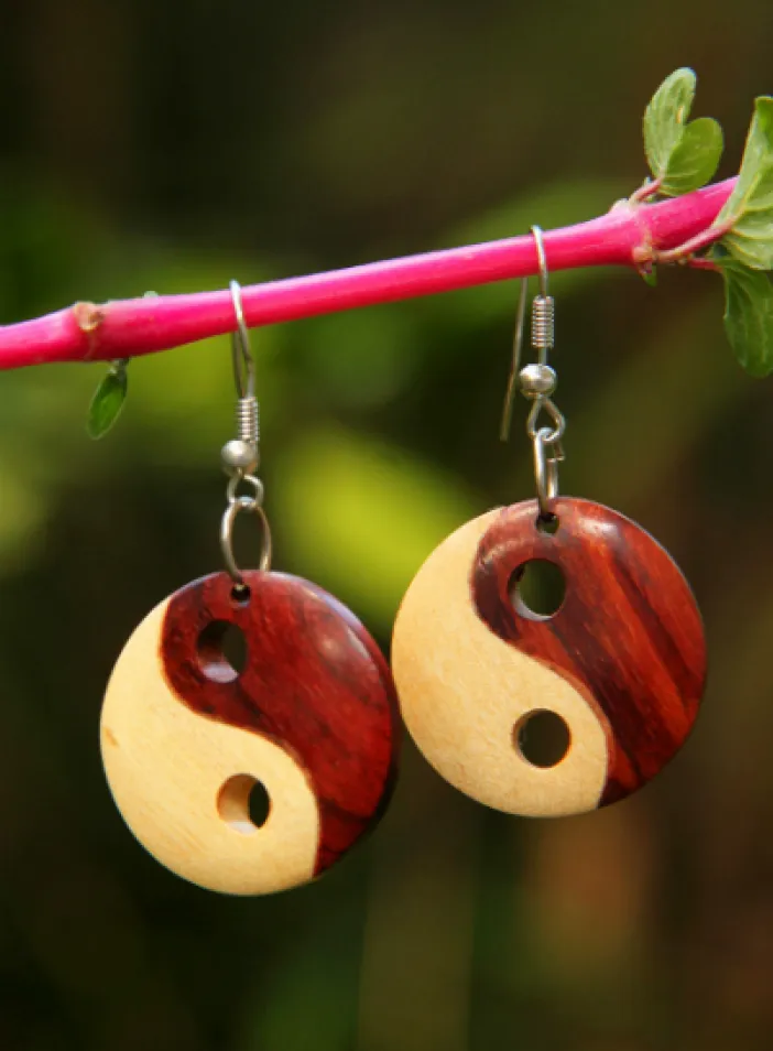 Dřevěné náušnice "JinJang"  | PachaMama.cz