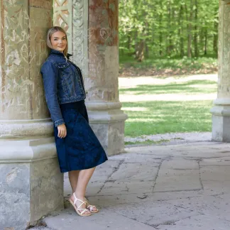 Sukně midi Blue Velvet Queen | PachaMama.cz