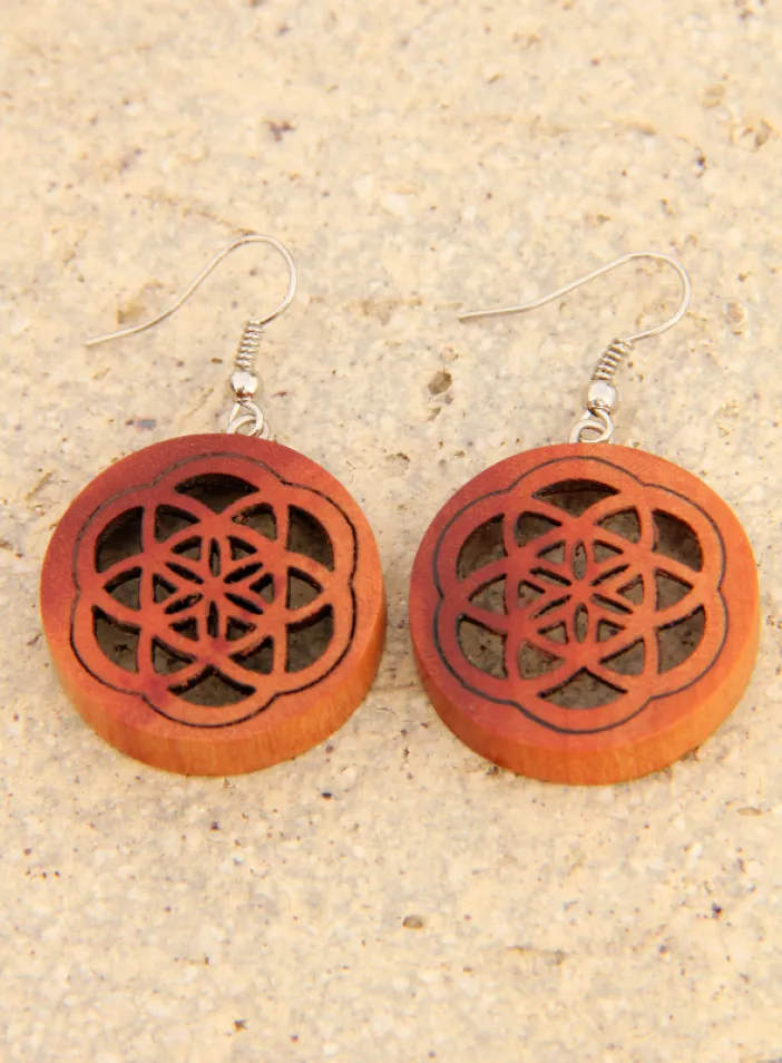 Dřevěné náušnice "Semeno Života" | PachaMama.cz