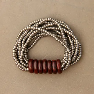 Korálkový náramek s dřevěnými kroužky | PachaMama.cz