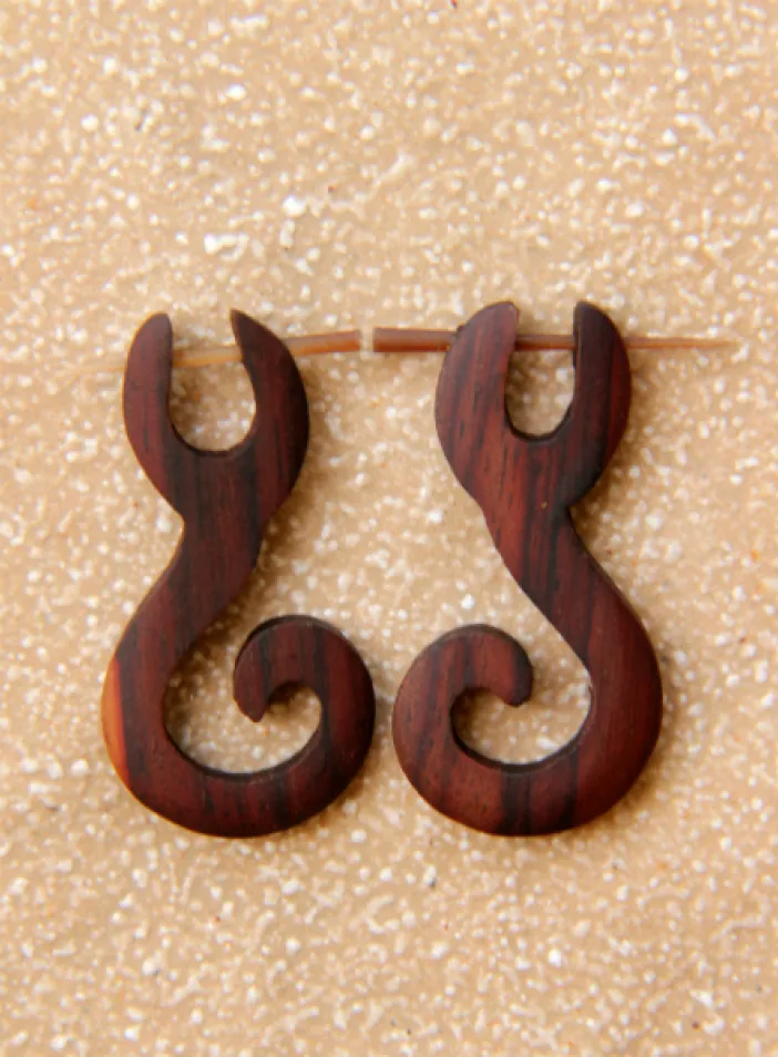 Dřevěné náušnice s tyčkou   | PachaMama.cz
