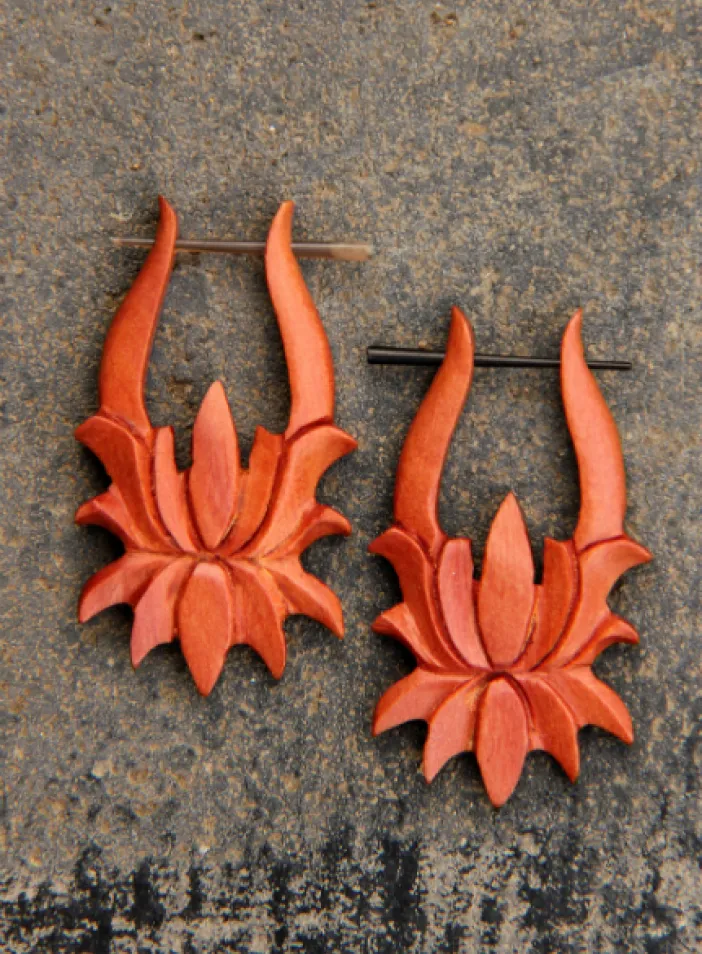 Dřevěné náušnice s tyčkou | PachaMama.cz