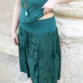 Sukně midi Green Velvet Queen | PachaMama.cz