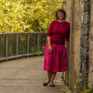 Sukně midi Red Peony Queen | PachaMama.cz