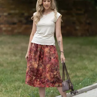 Sukně midi Autumn Poppy Queen | PachaMama.cz
