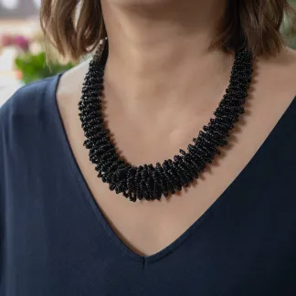 Náhrdelník Diana, korálkový, luxusní,černý | PachaMama.cz