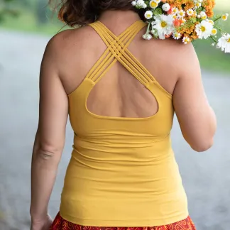 Tílko Lea s všitou braletkou, barva CHINESE YELLOW | PachaMama.cz