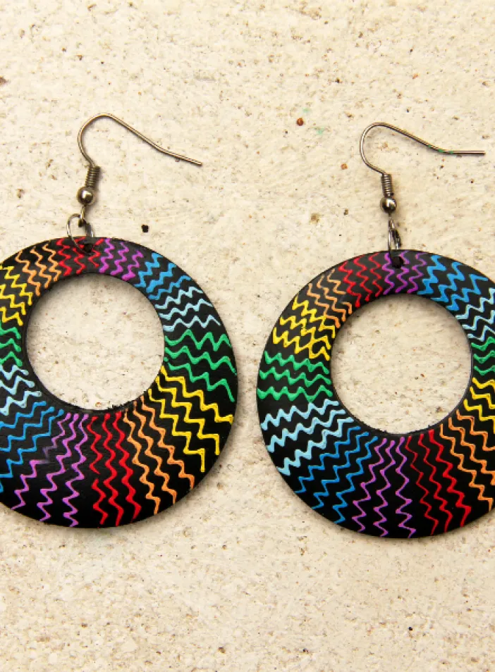 Dřevěné náušnice malované   | PachaMama.cz