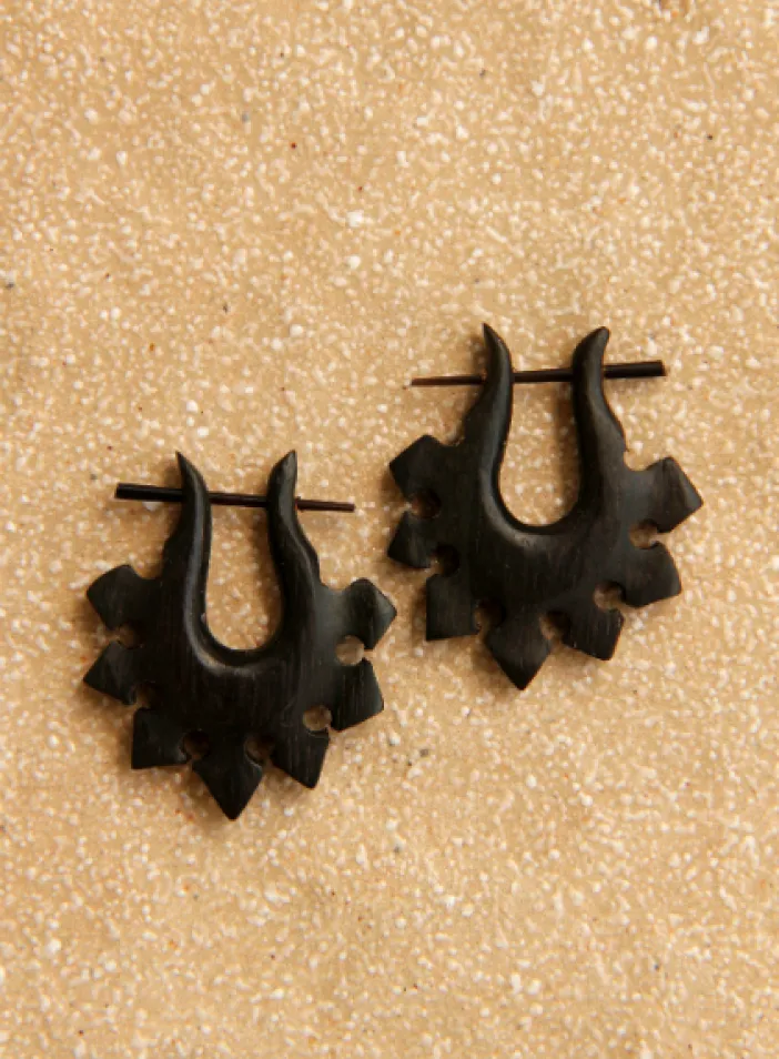 Dřevěné náušnice s tyčkou  | PachaMama.cz