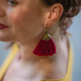 Luxusní set s lávovými korálky, střapcové náušnice a náhrdelník | PachaMama.cz