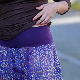 Sukně midi Plum Peony Queen | PachaMama.cz